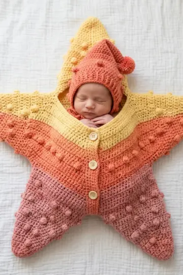Sunset Rainbow Starfish Wrap Free Crochet Pattern