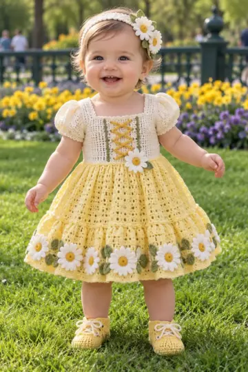 Sunshine Daisy Baby Dress Crochet Pattern