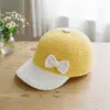 Sunshine Yellow Bow Baseball Cap Free Crochet Pattern