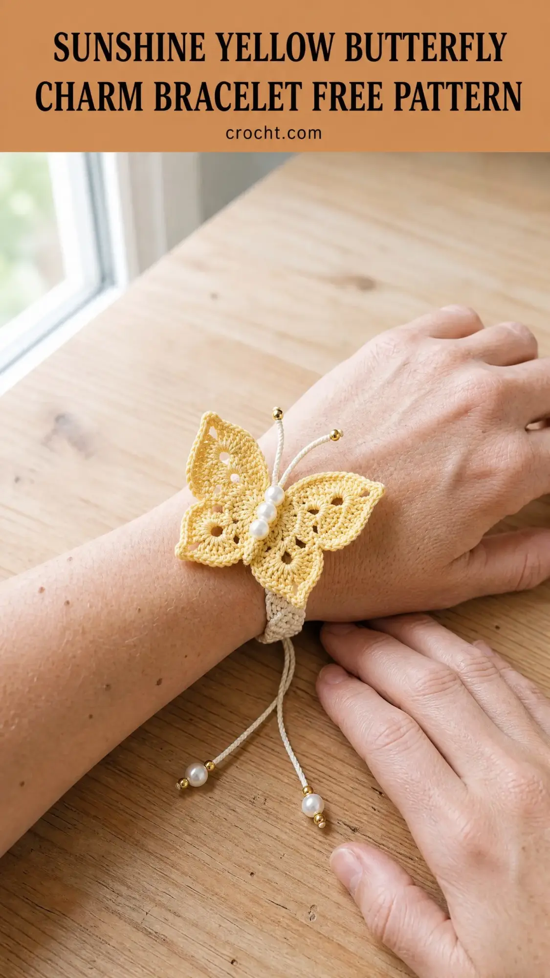 Sunshine Yellow Butterfly Charm Bracelet Free Crochet Pattern