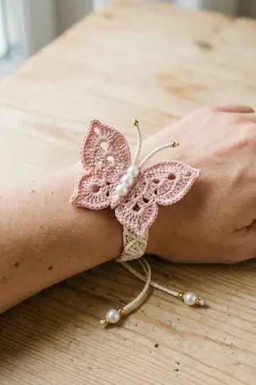 Sunshine Yellow Butterfly Charm Bracelet Free Crochet Pattern