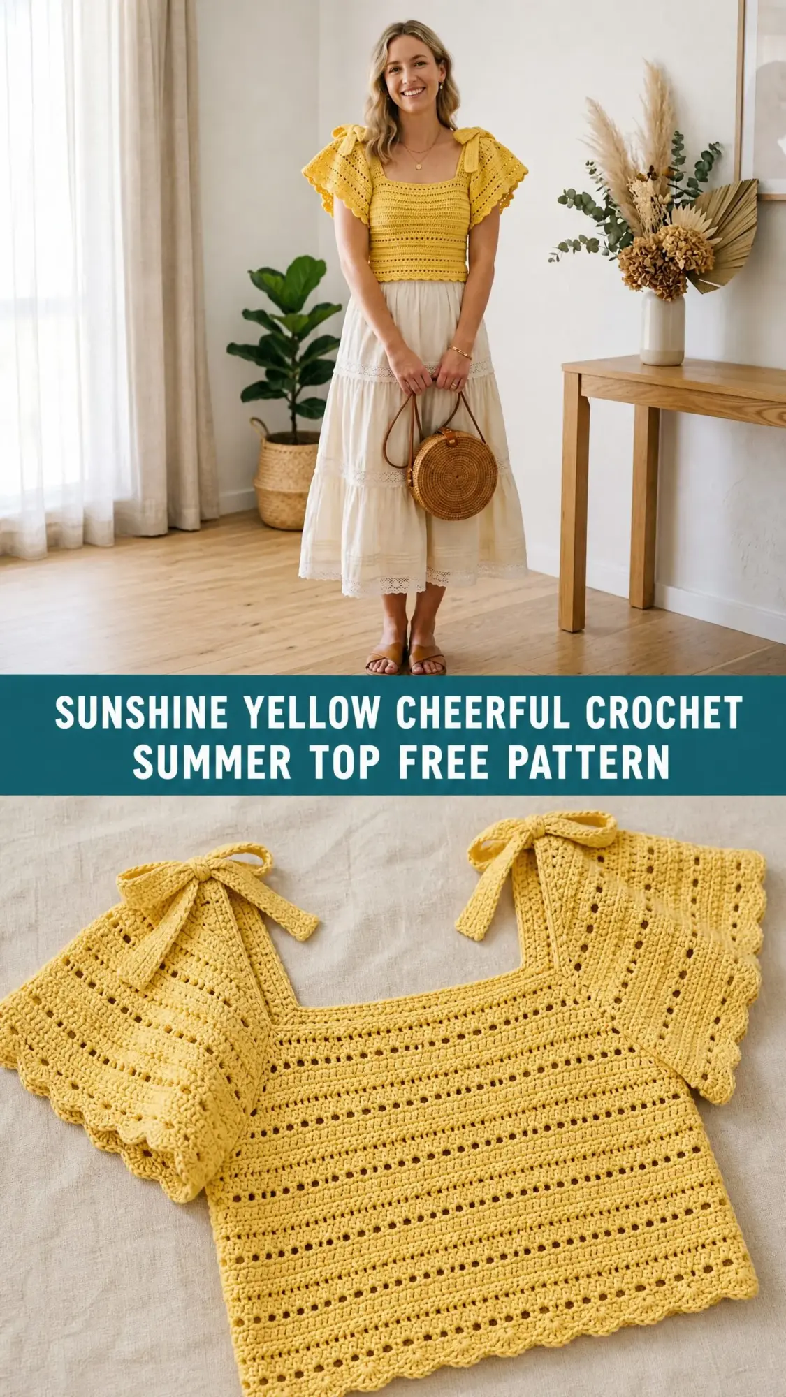 Sunshine Yellow Cheerful Crochet Summer Top Free Pattern
