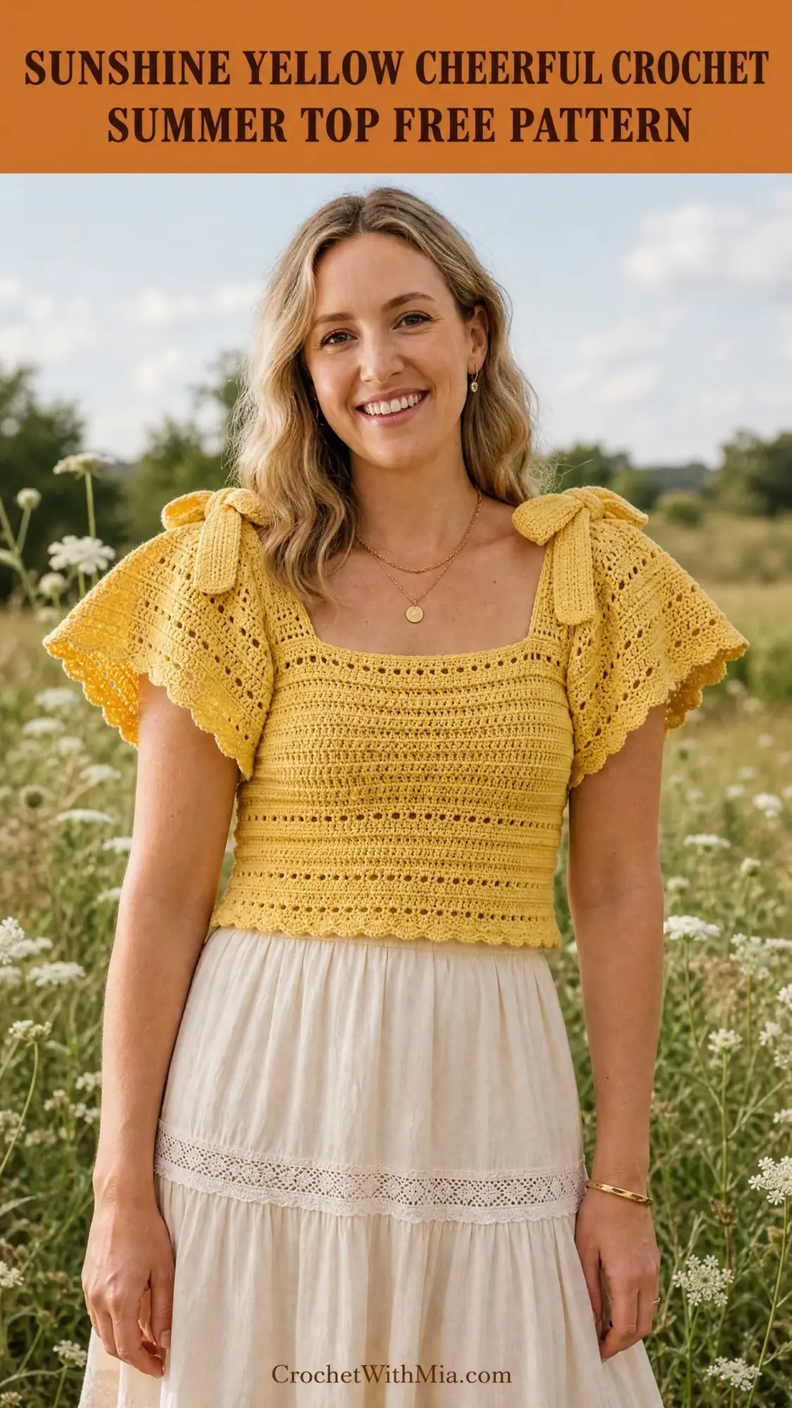 Sunshine Yellow Cheerful Crochet Summer Top Free Pattern