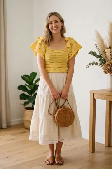 Sunshine Yellow Cheerful Crochet Summer Top Free Pattern