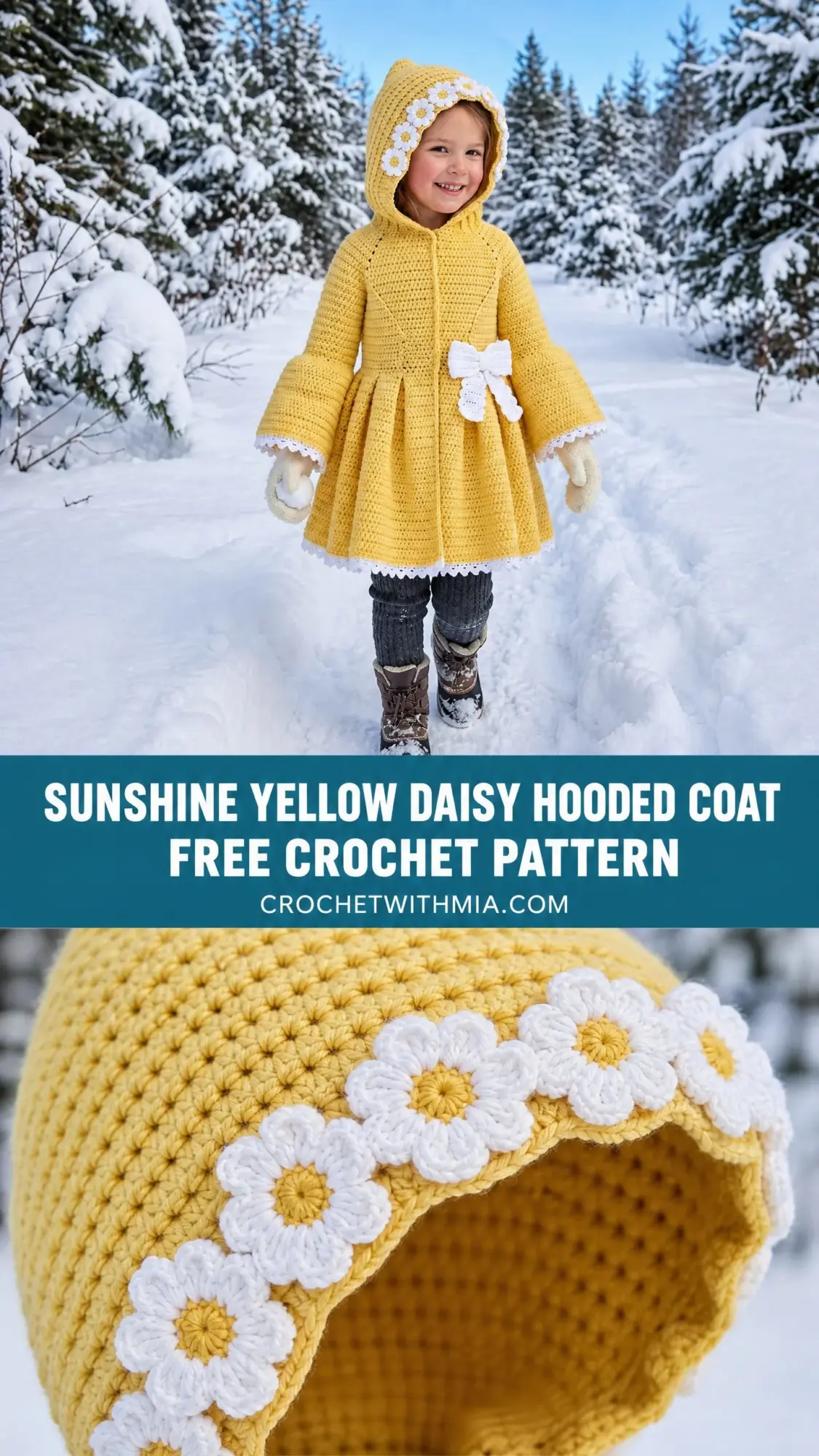 Sunshine Yellow Daisy Hooded Coat Free Crochet Pattern