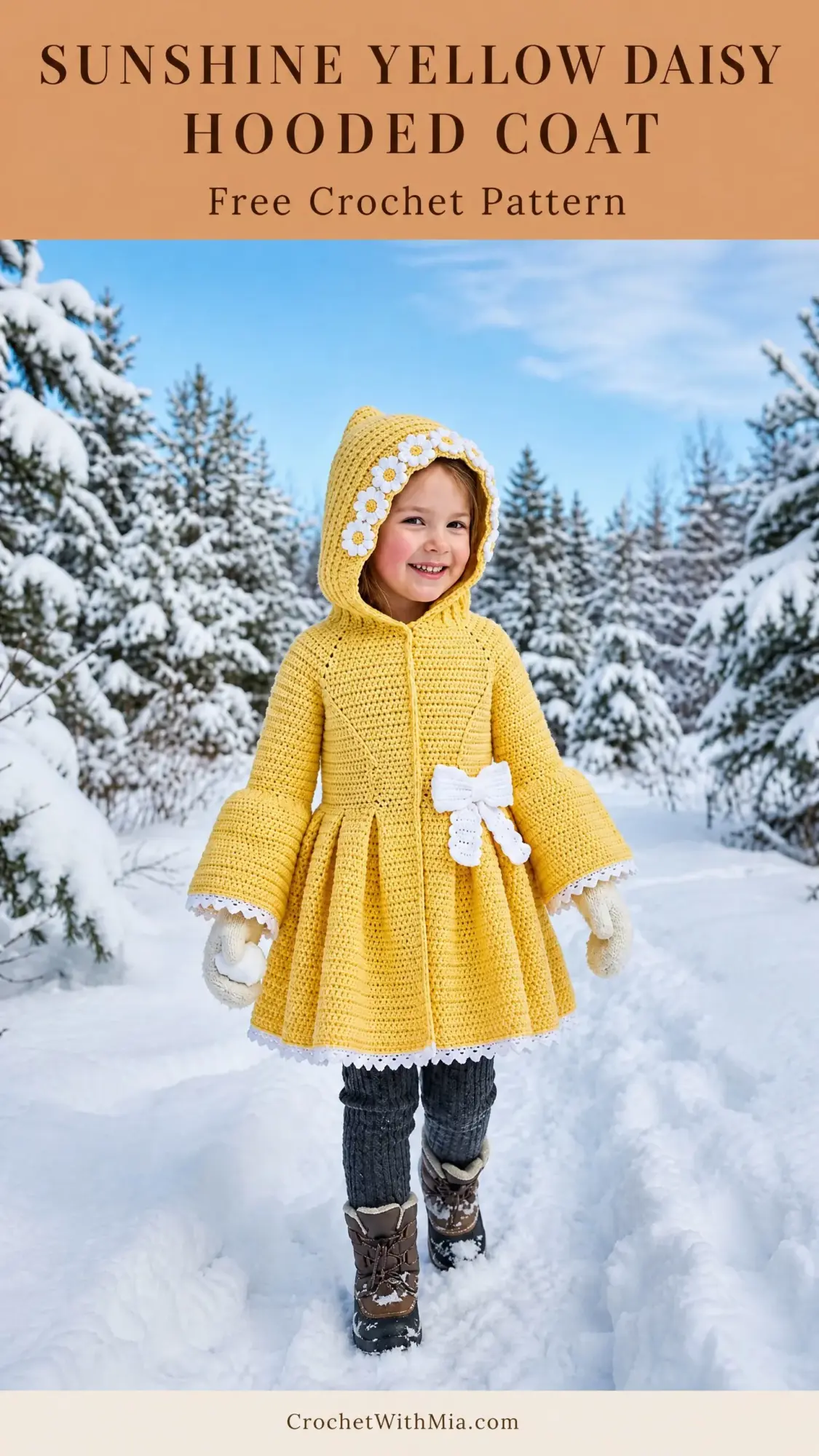 Sunshine Yellow Daisy Hooded Coat Free Crochet Pattern