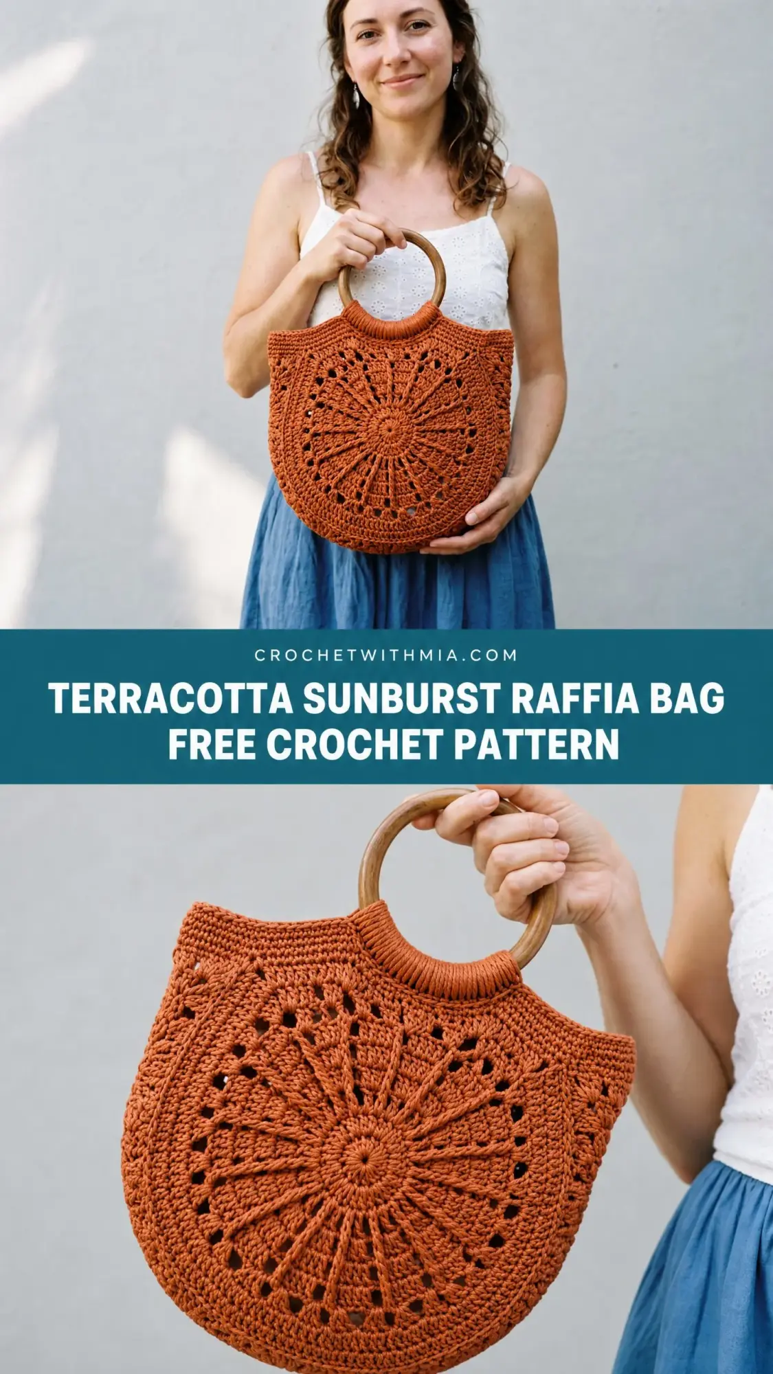 Terracotta Sunburst Raffia Bag Free Crochet Pattern