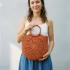 Terracotta Sunburst Raffia Bag Free Crochet Pattern