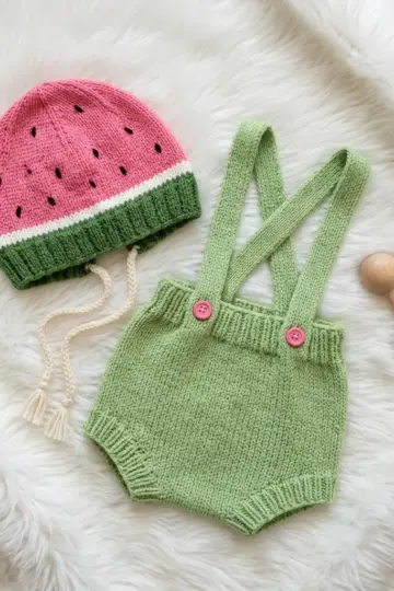 Watermelon Baby Hat and Shorts Free Crochet Pattern
