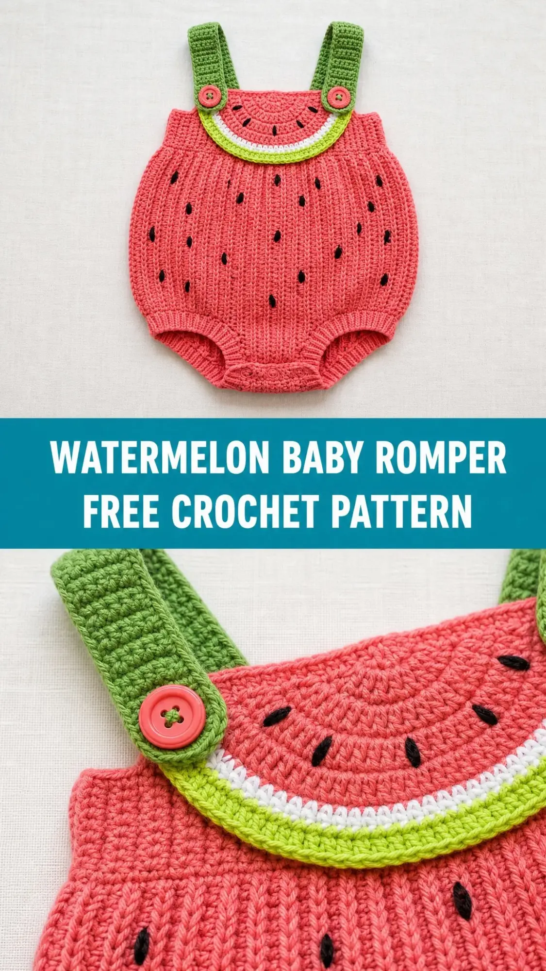 Watermelon Baby Romper Free Crochet Pattern