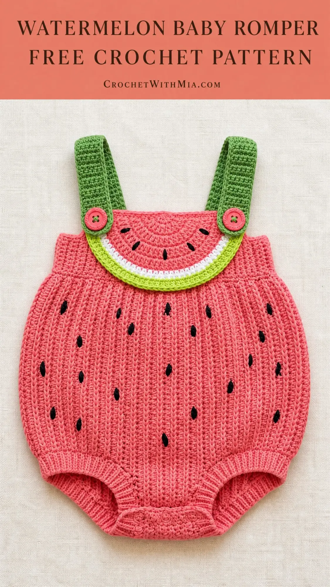 Watermelon Baby Romper Free Crochet Pattern