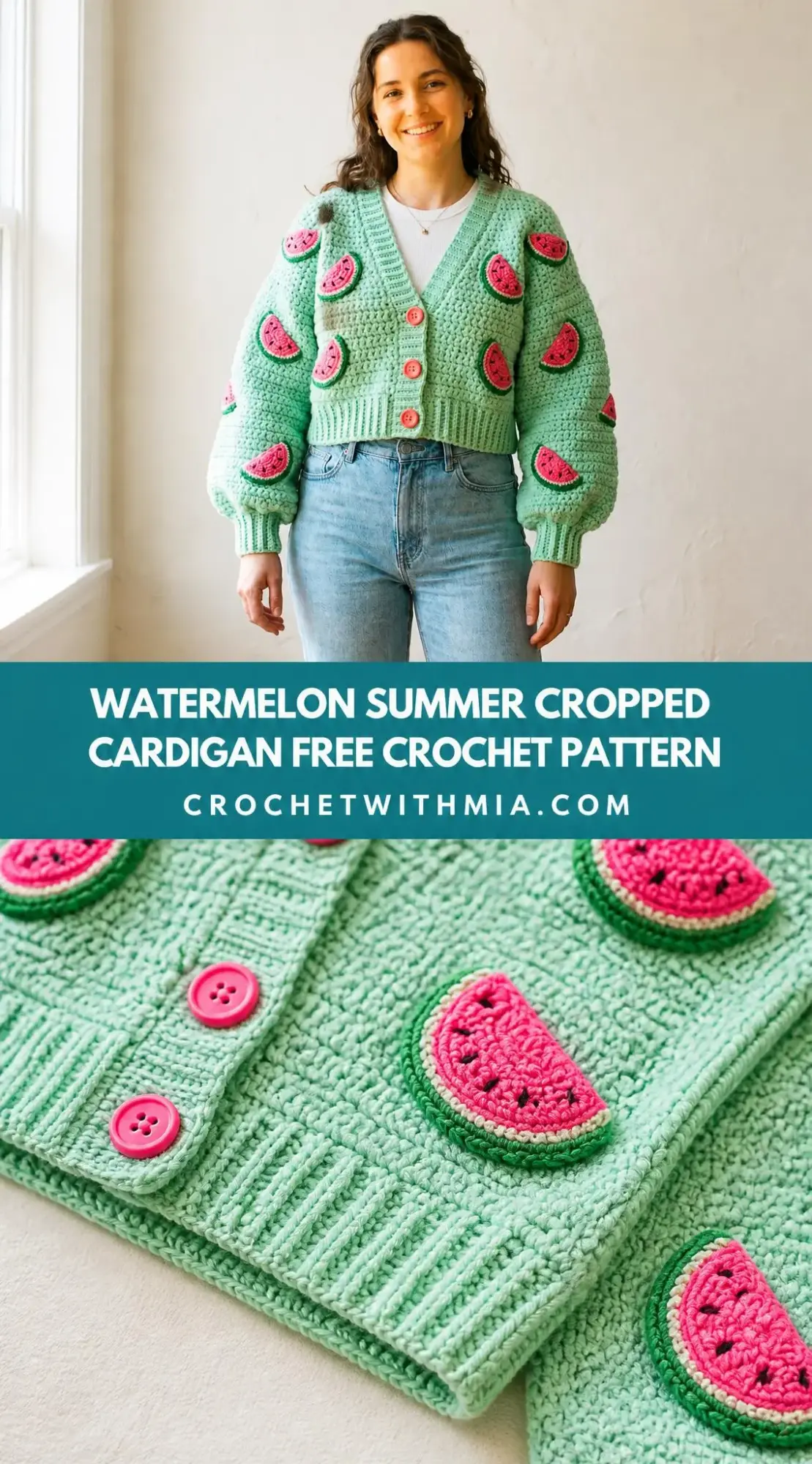 Watermelon Summer Cropped Cardigan Free Crochet Pattern