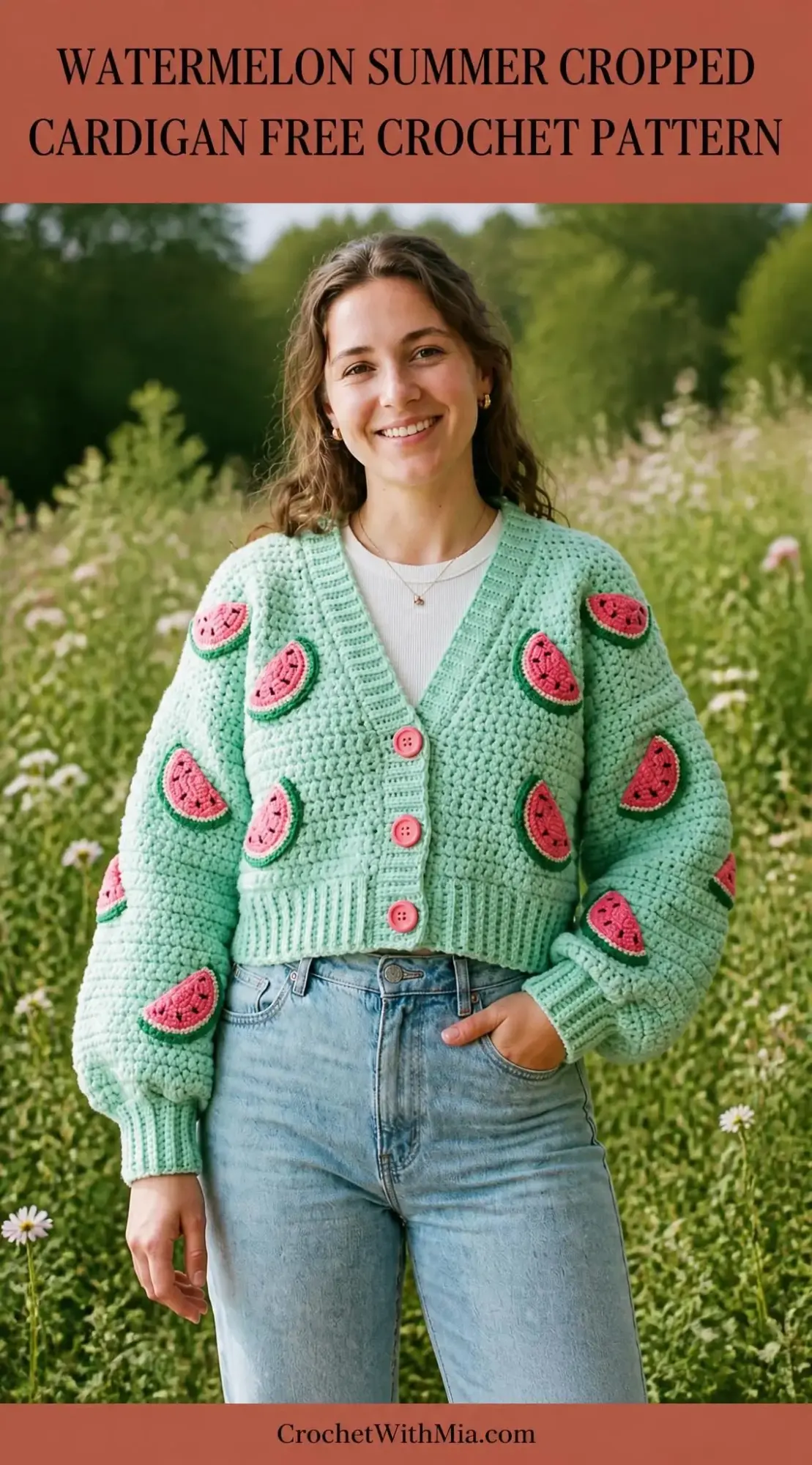 Watermelon Summer Cropped Cardigan Free Crochet Pattern