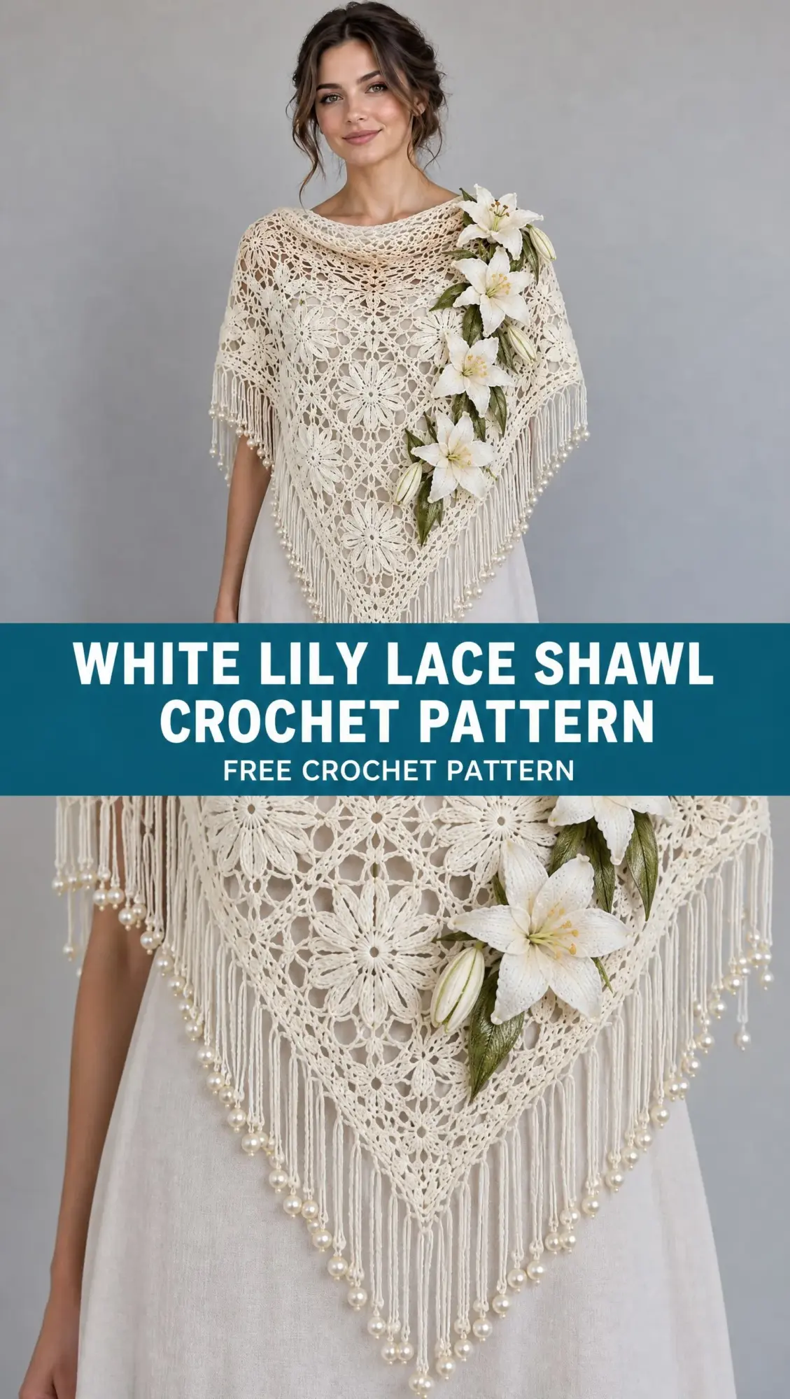 White Lily Lace Shawl Crochet Pattern