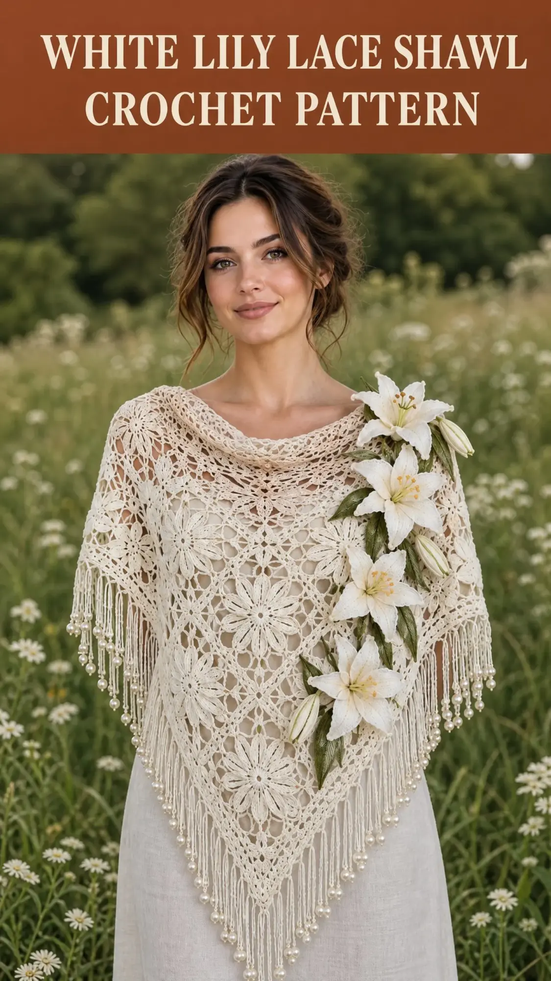 White Lily Lace Shawl Crochet Pattern