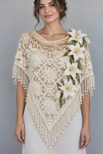 White Lily Lace Shawl Crochet Pattern