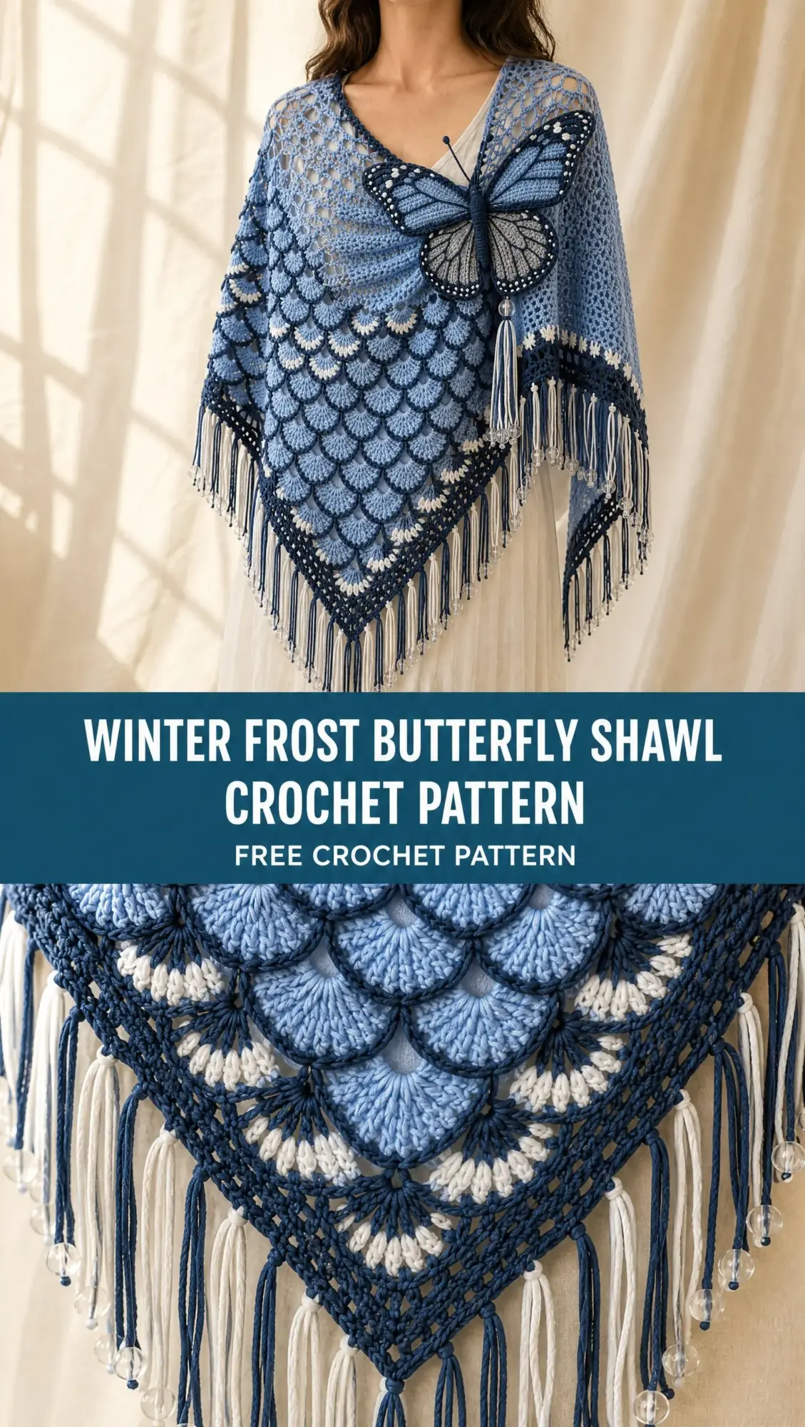 Winter Frost Butterfly Shawl Crochet Pattern