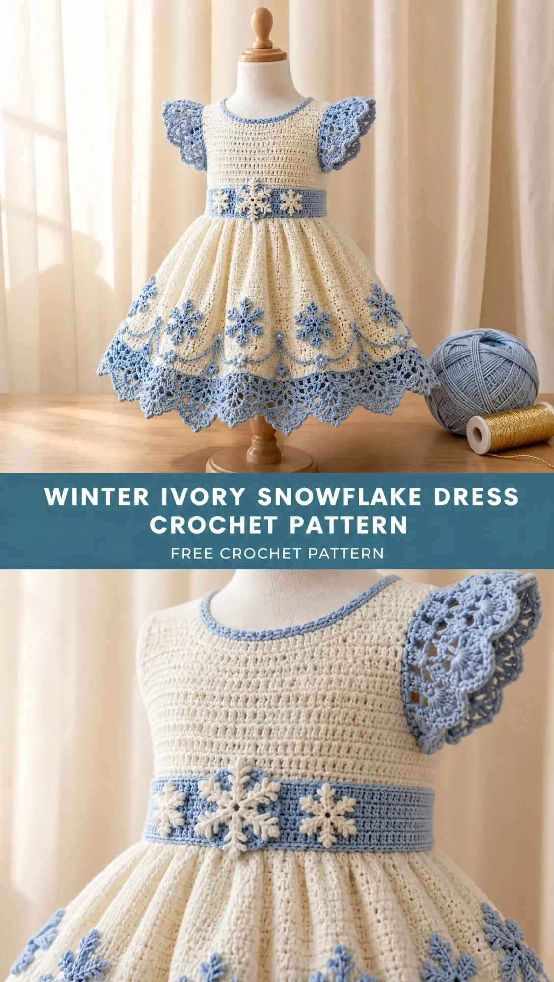 Winter Ivory Snowflake Dress Crochet Pattern