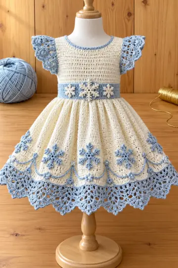 Winter Ivory Snowflake Dress Crochet Pattern
