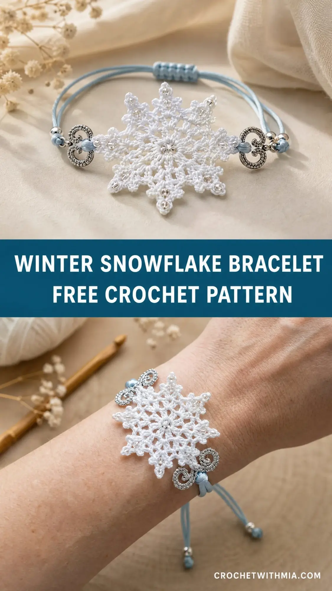 Winter Snowflake Bracelet Free Crochet Pattern