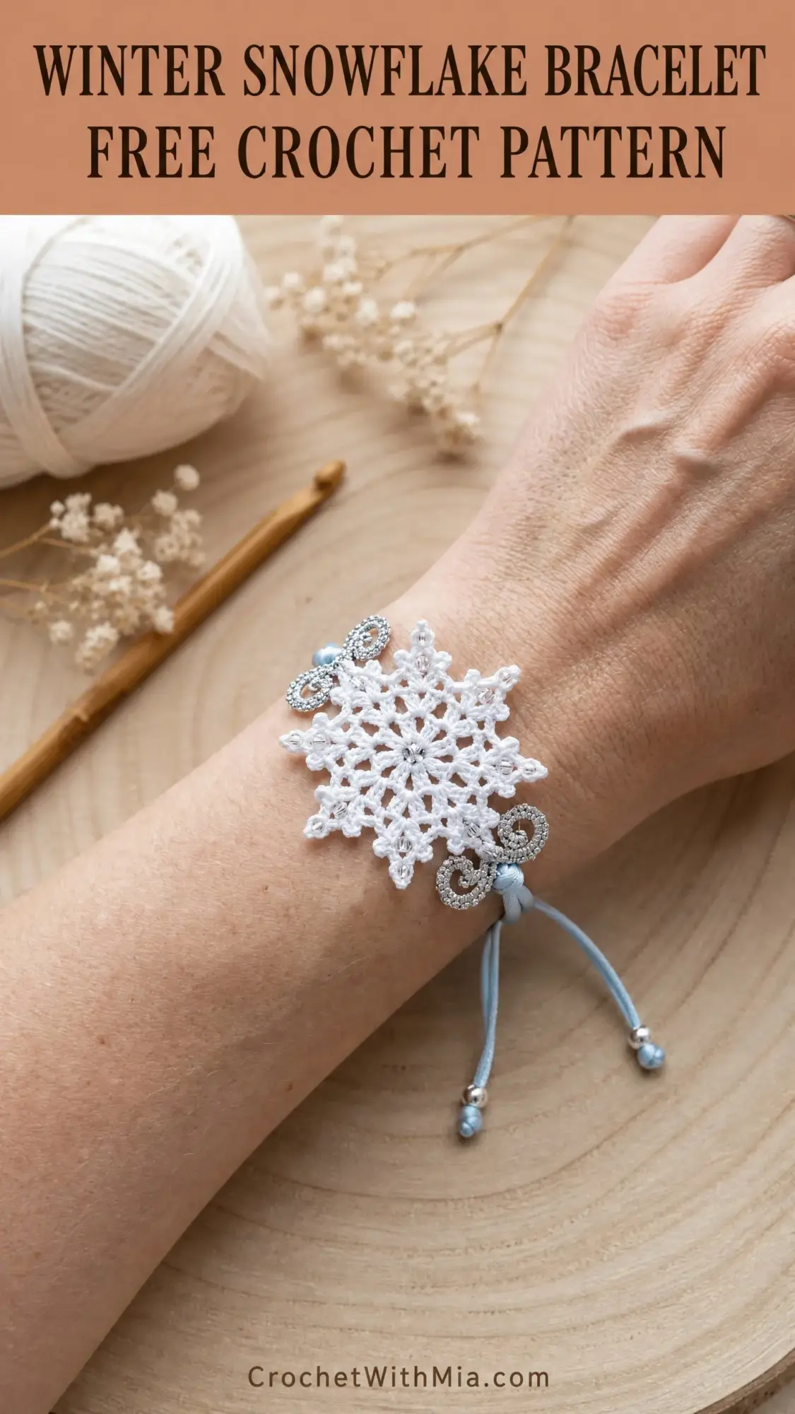 Winter Snowflake Bracelet Free Crochet Pattern